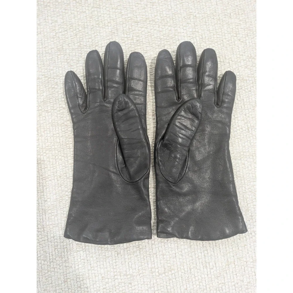 Talbots Womens Dark Brown Italian Leather Cashmere Lined Gloves Size‎ 6.5 Italy